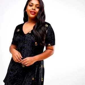 ASOS Embroidered Velvet Bumblebee Tea Dress